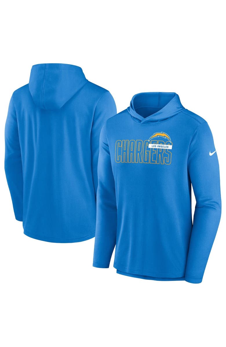 Nike Men's Nike Powder Blue Los Angeles Chargers Lightweight Performance Hooded Long Sleeve T-Shirt, Alternate, color,