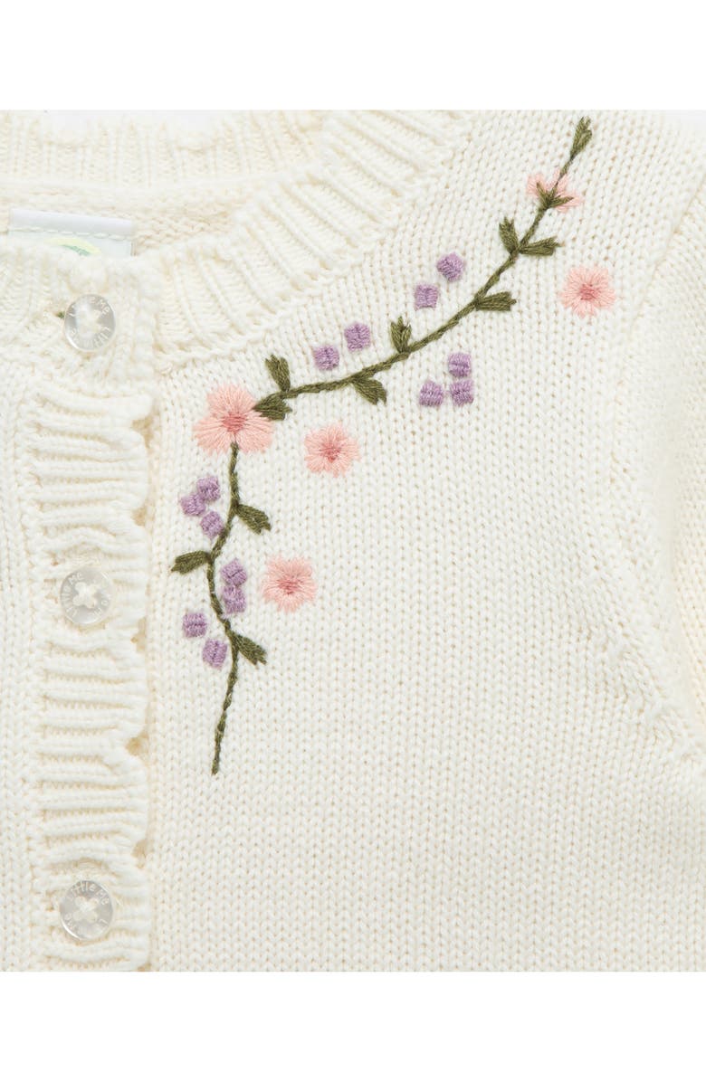 Little Me Floral Vine Cardigan & Pants Set, Alternate, color, Ivory/Pink