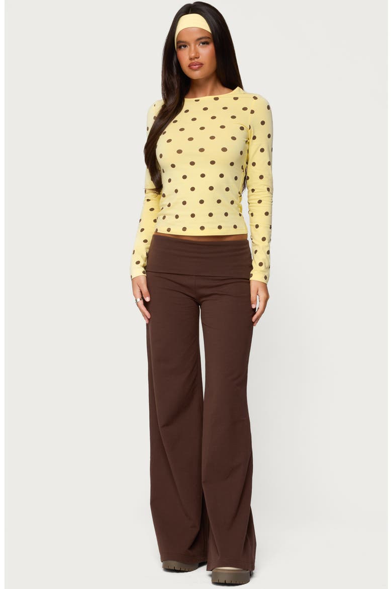 Maricelle Polka Dot Long Sleeve Stretch Cotton Top, Alternate, color, YELLOW