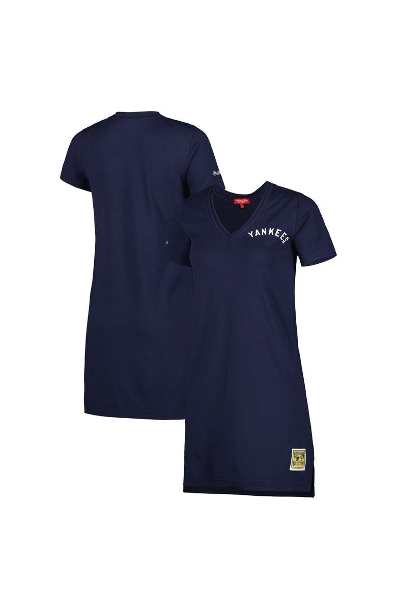 Mitchell & Ness Women's Mitchell & Ness  Navy New York Yankees Cooperstown Collection V-Neck Dress, Main, color, Navy