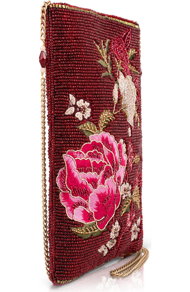 Mary Frances Accessories Eastern Bloom Crossbody Phone Bag, Alternate, color, Dark Red