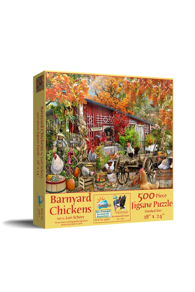 Barnyard Chickens 500 piece Jigsaw Puzzle for Adults, Main, color, Multicolor