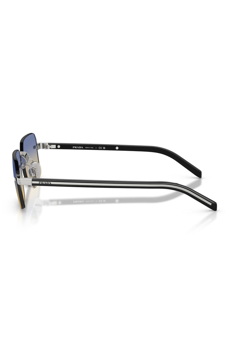 55mm Gradient Rectangular Sunglasses, Alternate, color, SILVER / YELLOW/ DARK BLUE