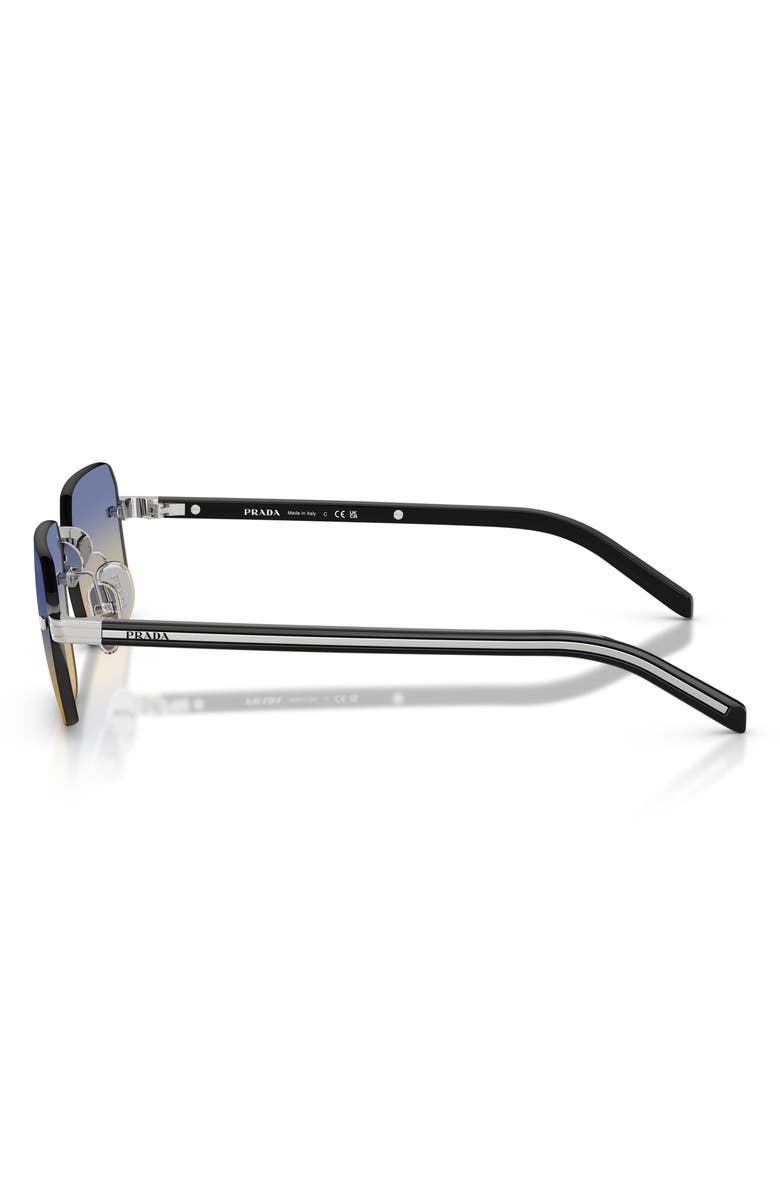 Prada 55mm Gradient Rectangular Sunglasses, Alternate, color, Silver / Yellow/ Dark Blue
