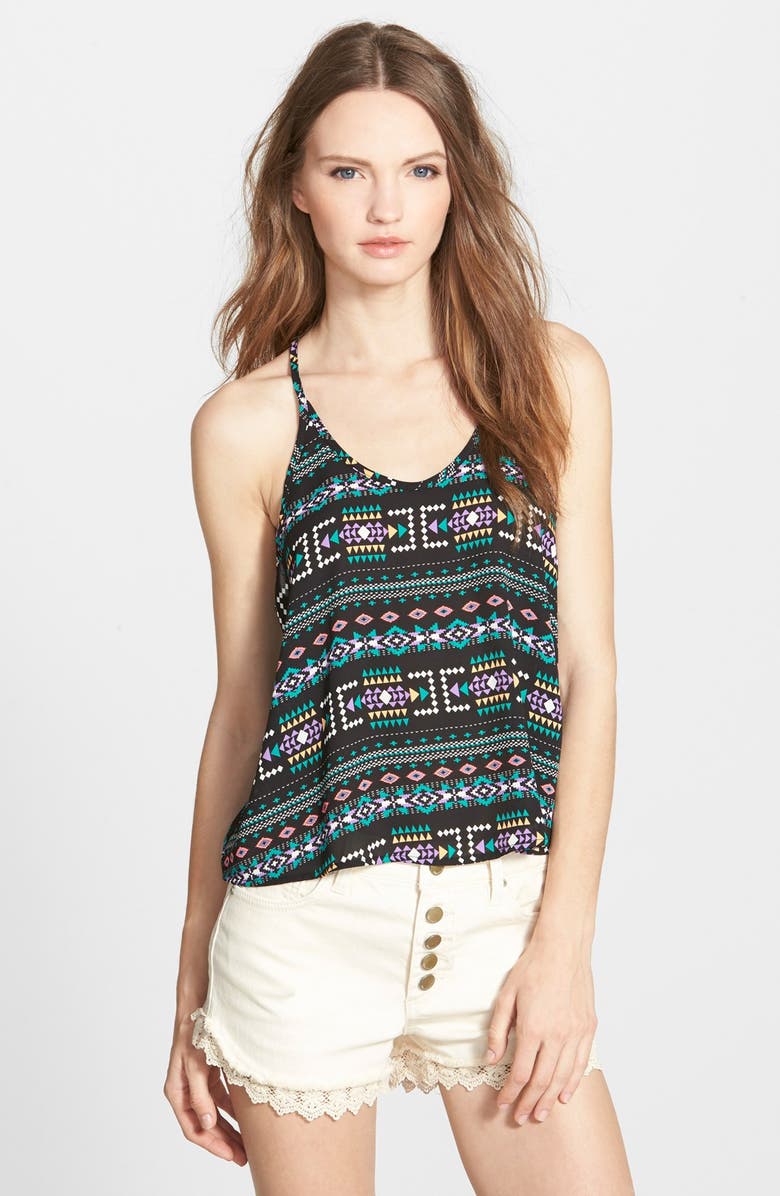 All in Favor Crochet Back Print Camisole, Main, color, 