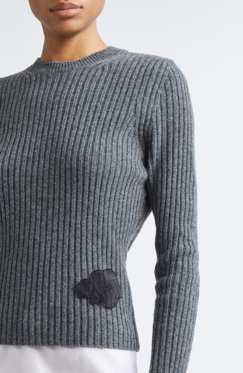 Cecilie Bahnsen Blas Nordic Rib Wool Sweater, Alternate, color, Dark Grey