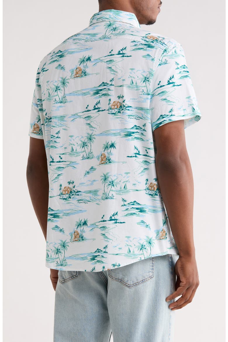 Beach Scene Short Sleeve Button-Down Shirt, Alternate, color, BRIGHT WHITE