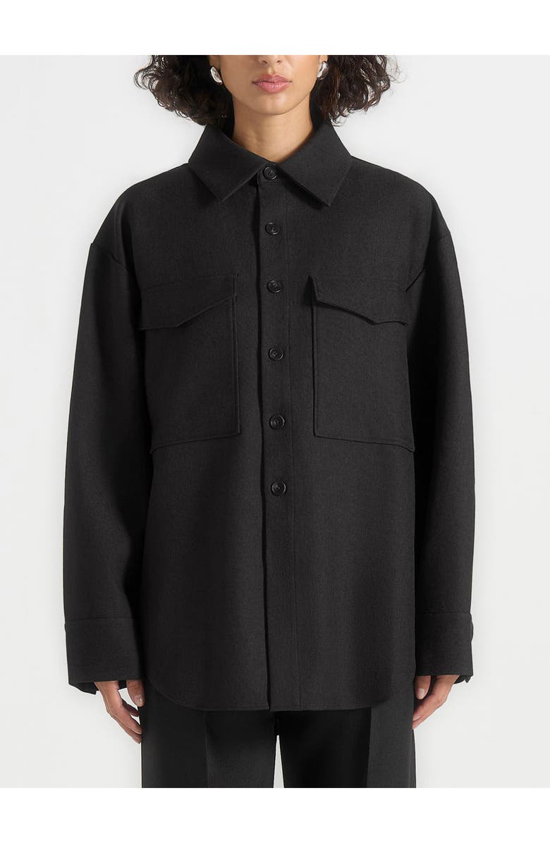 Manière De Voir Joy Tailored Oversized Shirt, Alternate, color, Black
