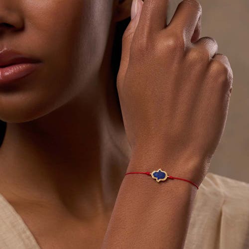 Karma And Luck Soul's Gratitude Hamsa Lapis Lazuli Red String Bracelet In Multi