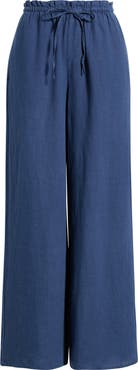 Bella Dahl Ruffle Waist Wide Leg Linen Pants