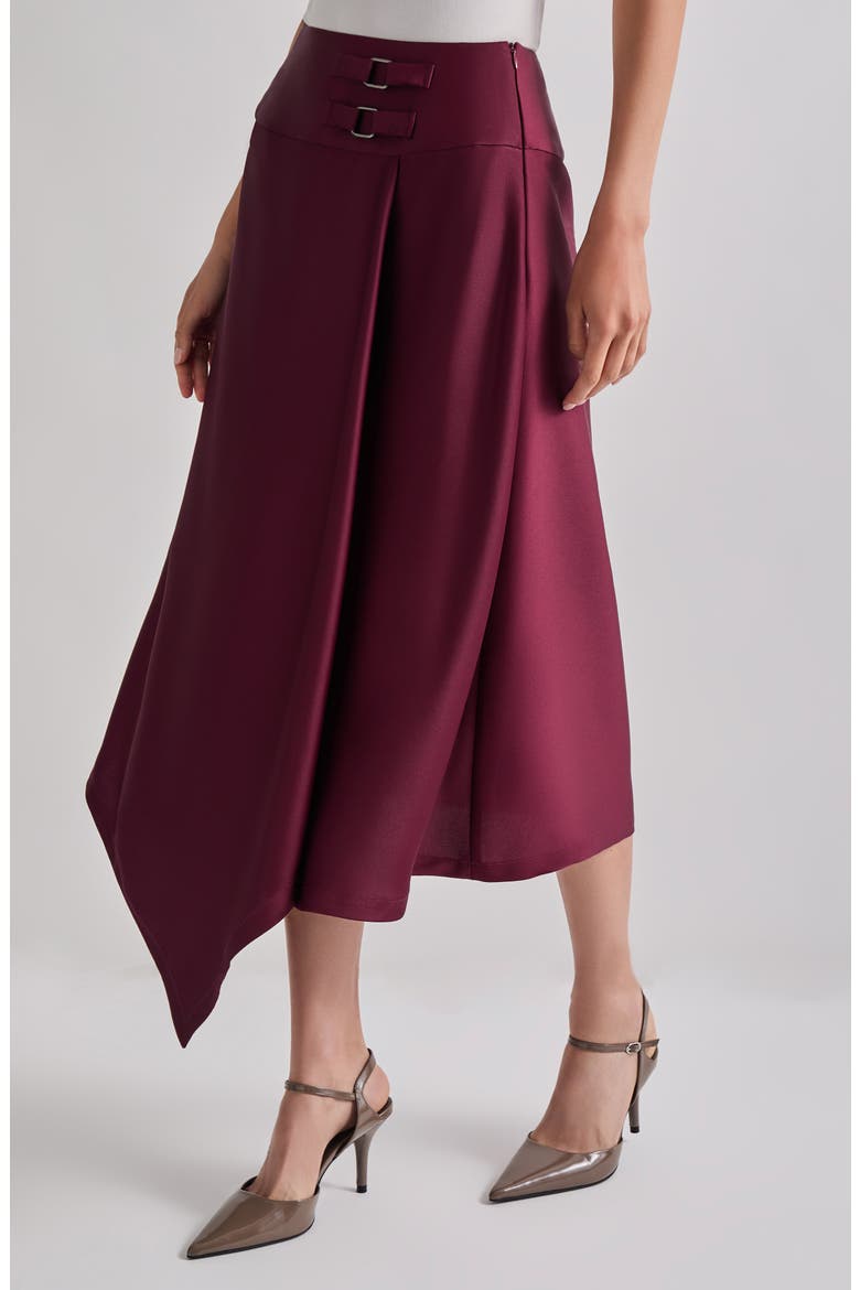 Asymmetric Crêpe de Chine Midi Skirt, Alternate, color, SANGRIA