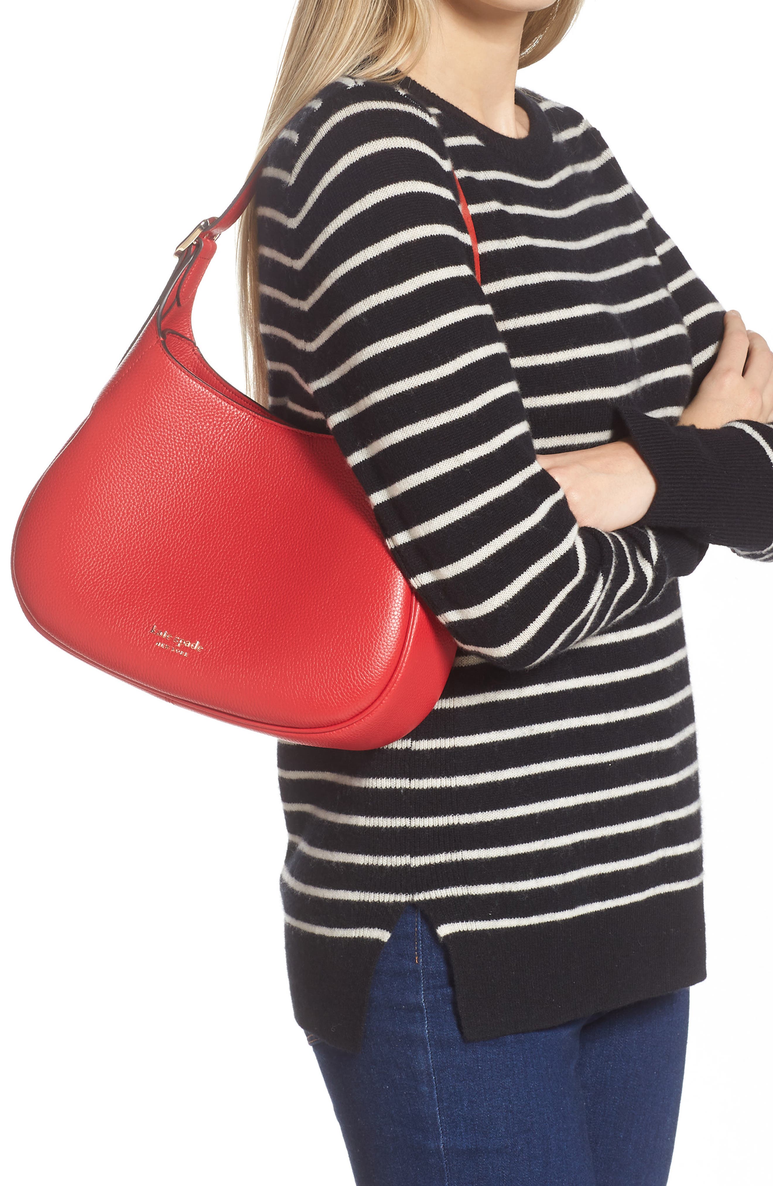 penny pebbled leather shoulder bag, Alternate, color, LINGONBERRY