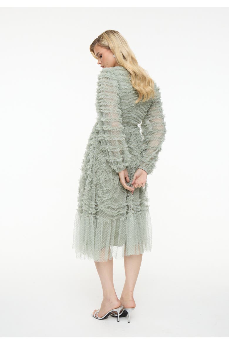 Tulle Mesh Midi Dress, Alternate, color, SAGE GREEN