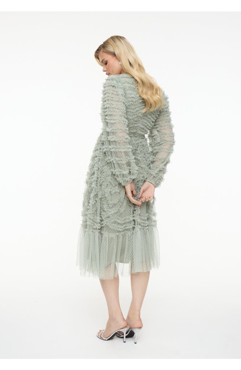 BEAUUT Tulle Mesh Midi Dress, Alternate, color, Sage Green