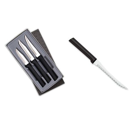 3 Piece Paring Knives Galore Set & 5-Inch Tomato Slicer Stainless Steel Serrated Blade