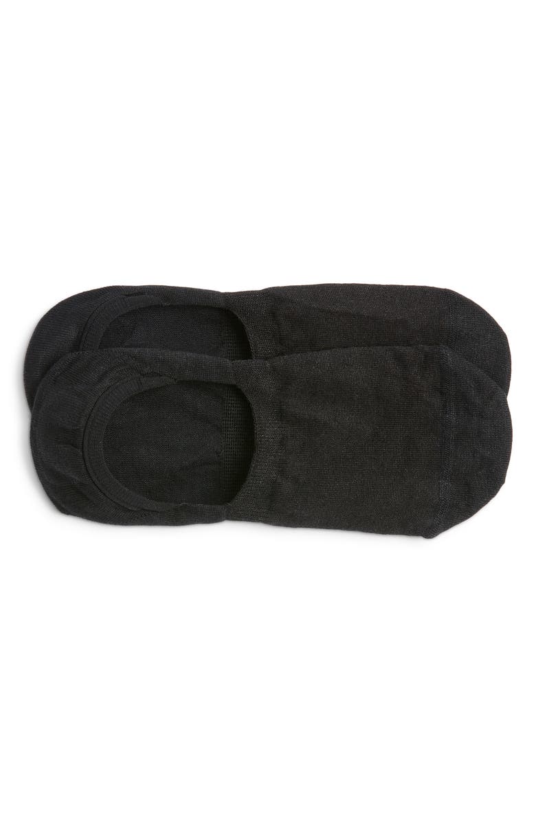 Pantherella Sirocco Linen & Cotton Blend No-Show Socks, Main, color, Black