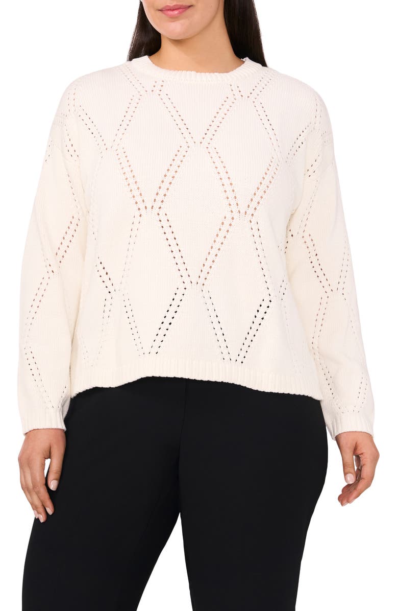 Halogen<sup>®</sup> High-Low Crewneck Sweater, Main, color, New Ivory