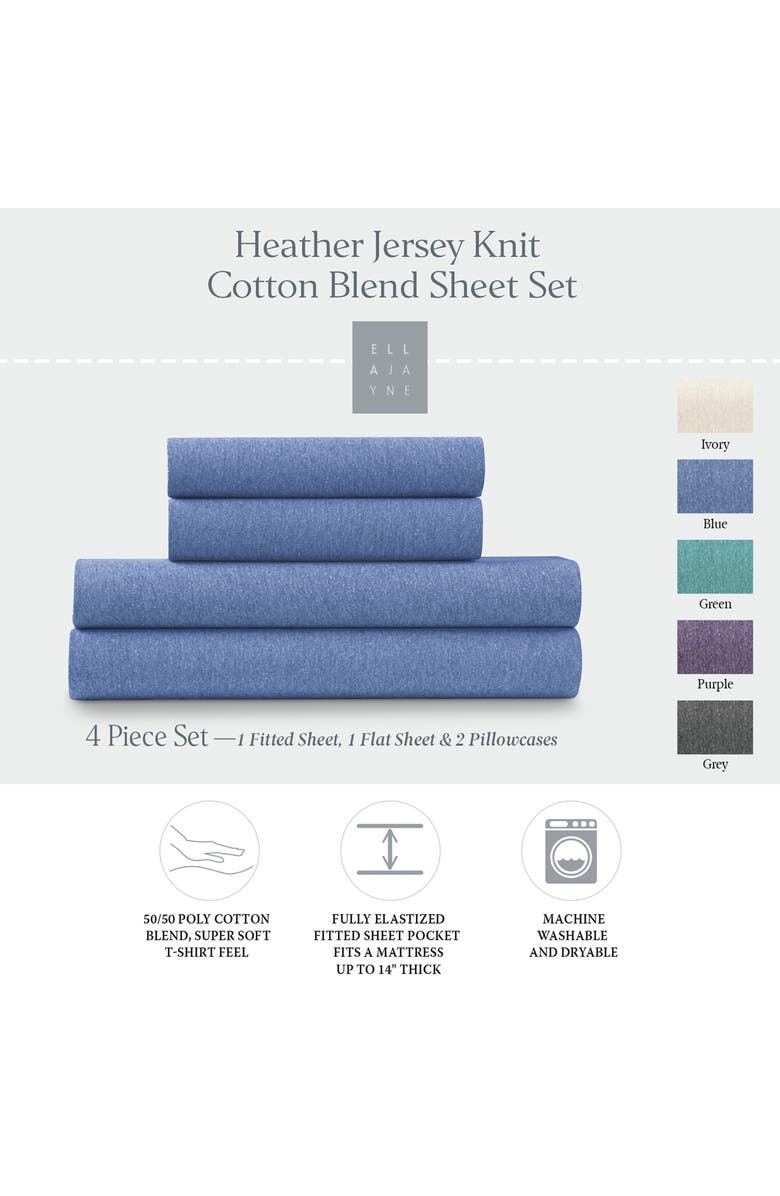 ELLA JAYNE HOME Blue Heather Jersey Knit 3-Piece Twin Sheet Set, Alternate, color, Blue