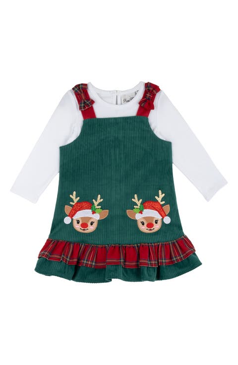 Reindeer Corduroy Jumper & Tee Set