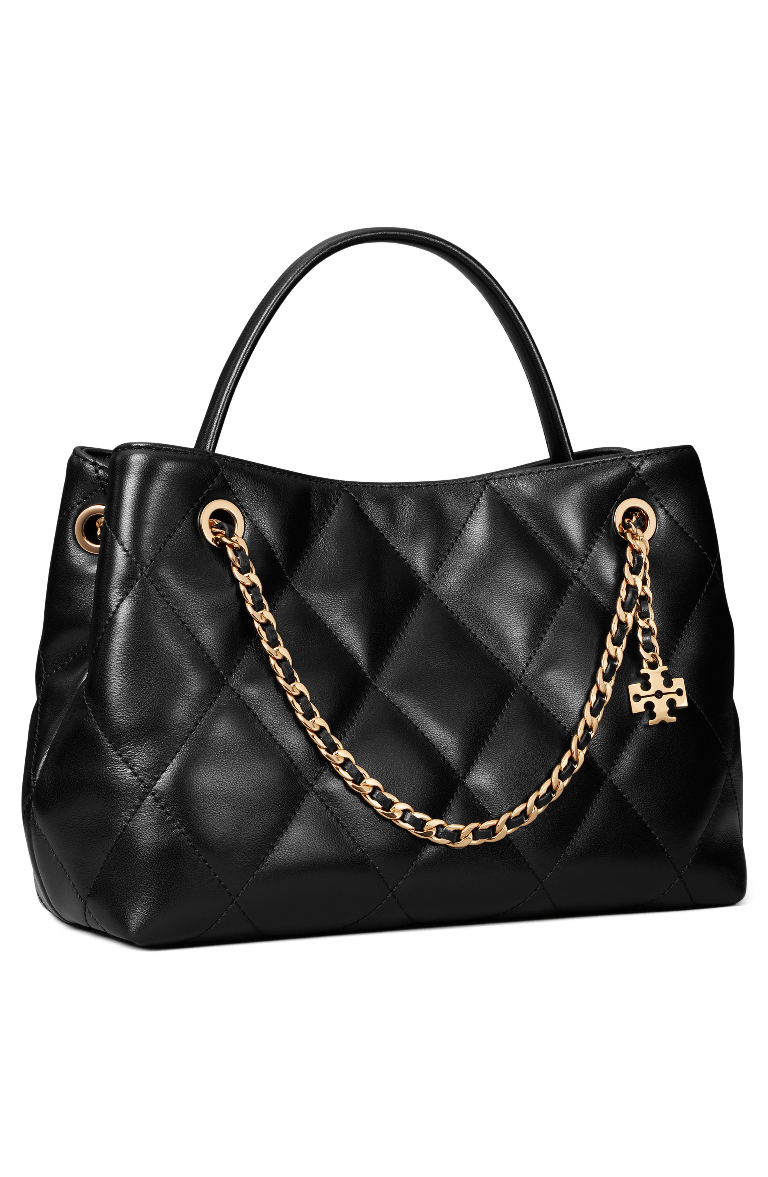 Fleming Small Leather Carryall, Alternate, color, BLACK