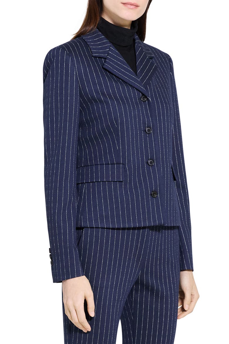 Metallic Pinstripe Fitted Jacket, Alternate, color, NAVY MULTI