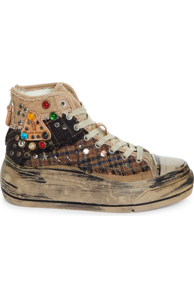R13 Platform High Top Sneaker, Alternate, color,
