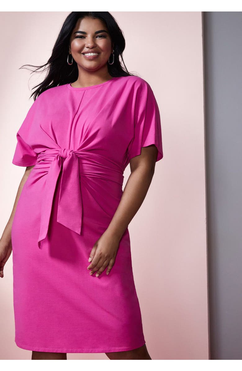 ELOQUII Cross Front Flutter Sleeve Dress, Alternate, color, Cobalt