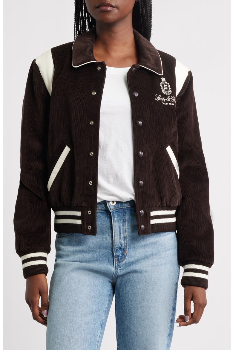 Vendome Corduroy Varsity Jacket, Main, color, CHOCOLATE