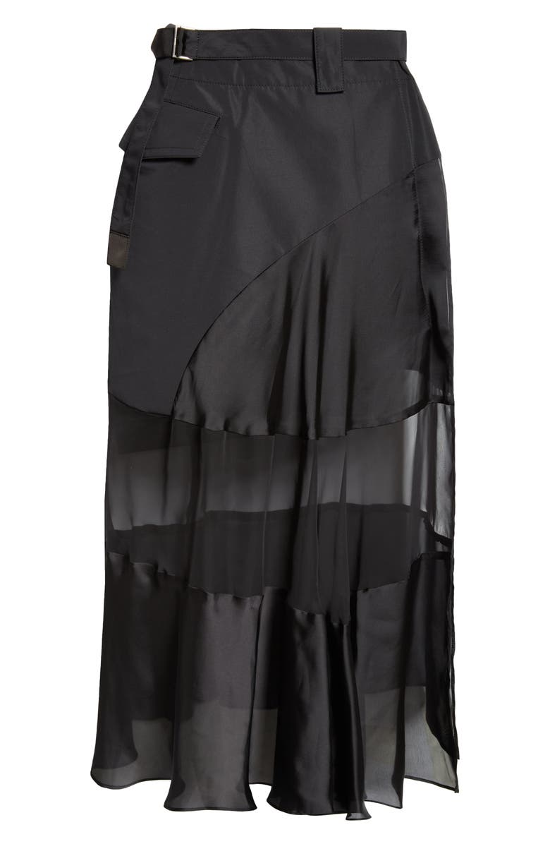 Sacai Mixed Media Belted Cargo Skirt, Alternate, color, 