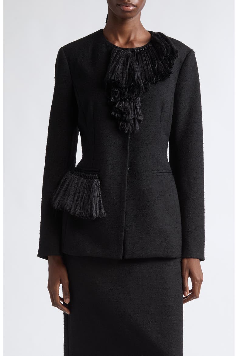 Matilde Virgin Wool Blend Fringe Jacket, Main, color, BLACK