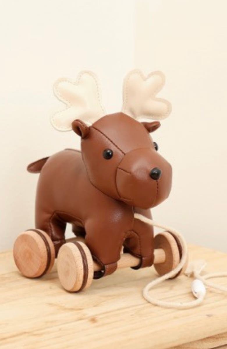 Little Big Friends Moose Pull Along Friends, Alternate, color, Brown