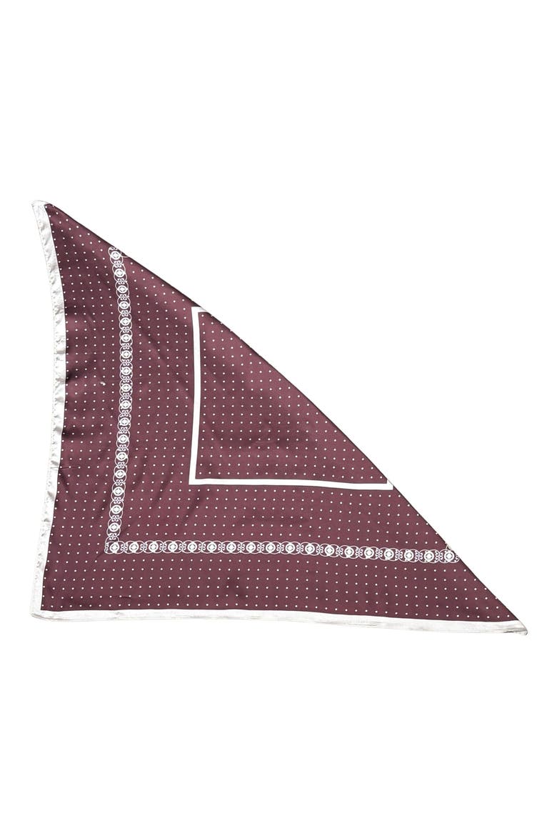 Geometric Print Satin Scarf, Alternate, color, BROWN