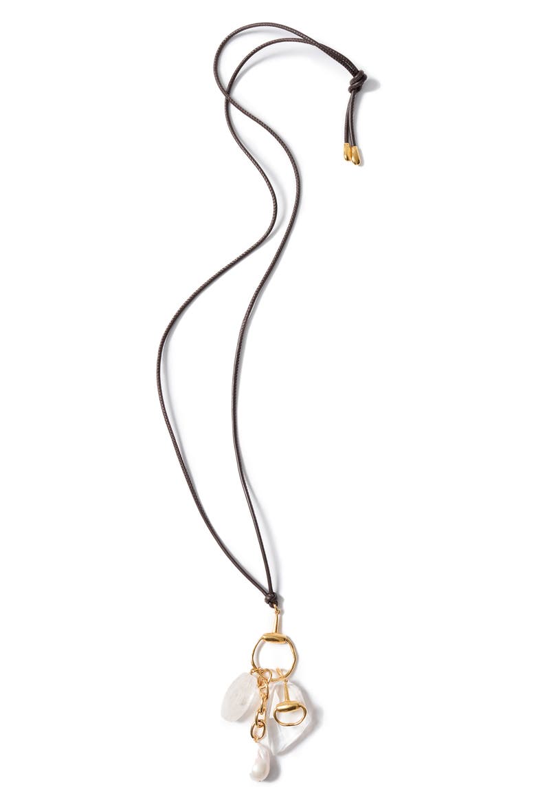 Horsebit Quartz & Cultured Pearl Charm Necklace, Alternate, color, CLEAR QUARTZ