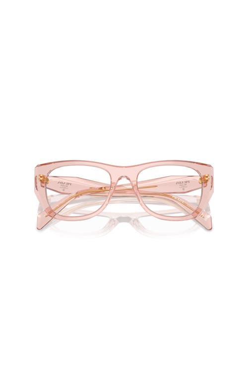 Prada 52mm Irregular Optical Glasses In Pink