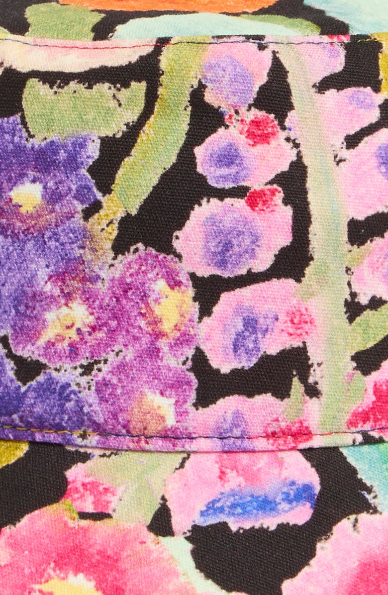 Kurt Geiger London Floral Print Bucket Hat, Alternate, color, Black