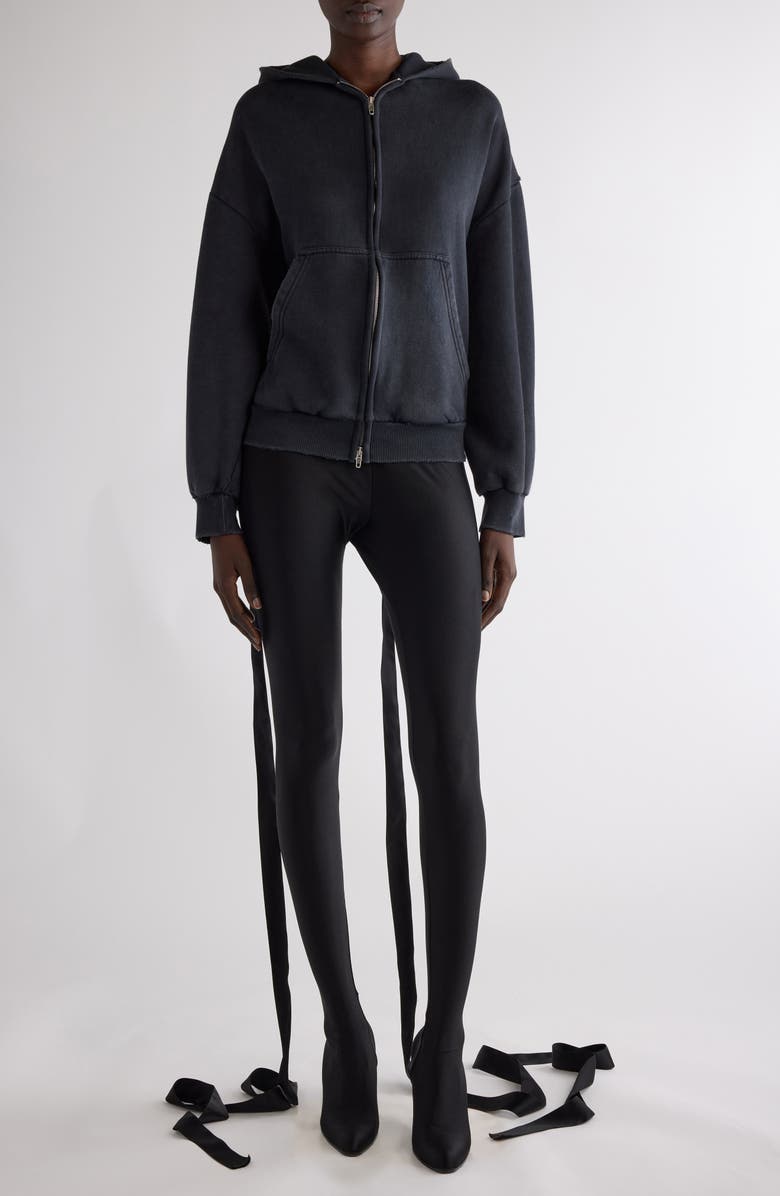 Balenciaga Lace-Up Back Zip Hoodie, Main, color, 1041 Faded Washed Black