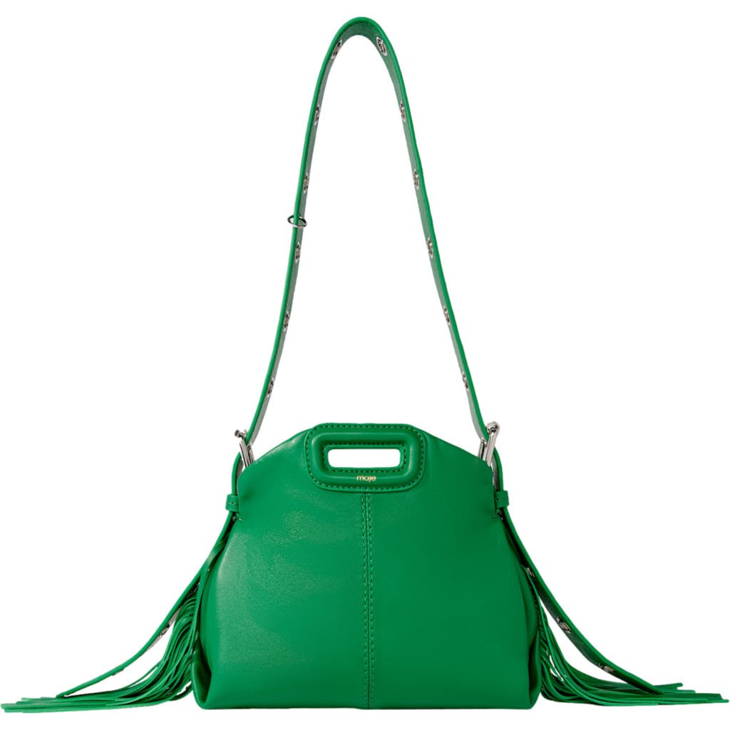 Maje Womens Miss M Mini Logo-embossed Leather Shoulder Bag Verts In Green
