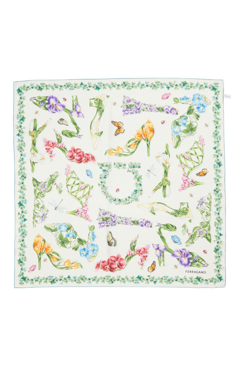 Eden Print Silk Scarf, Alternate, color, AVORIO/ AZZURRO