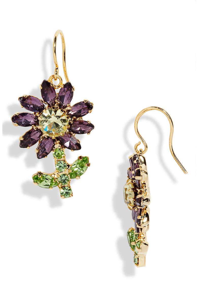Fancy Flower Drop Earrings, Main, color, GOLD WITH MULTI COLORED STONES