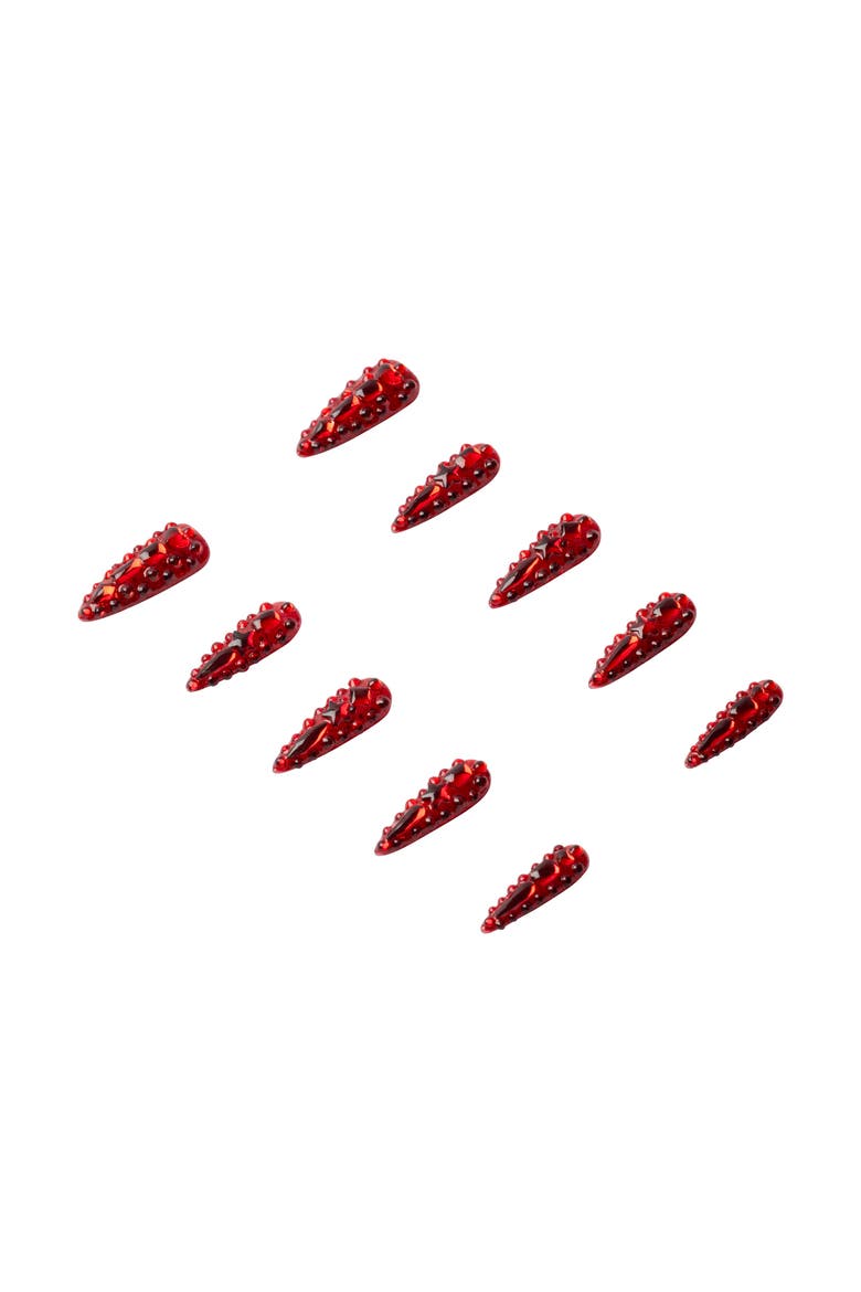 Scarlet Flame Luxury Handmade Press On Nails, Alternate, color, red