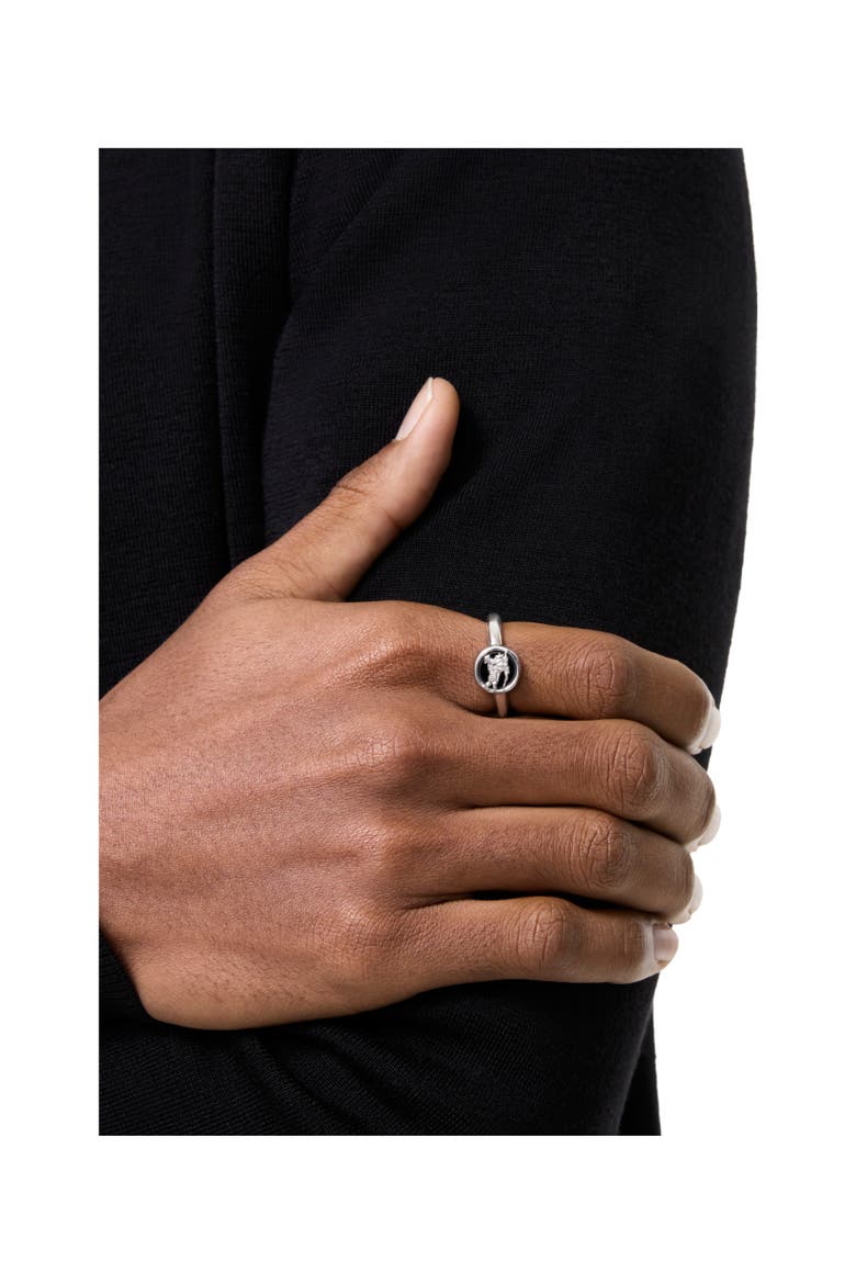 Knight Coin Ring, Alternate, color, Silver/black