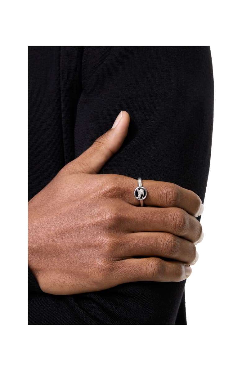 Burberry Knight Coin Ring, Alternate, color, Silver/Black