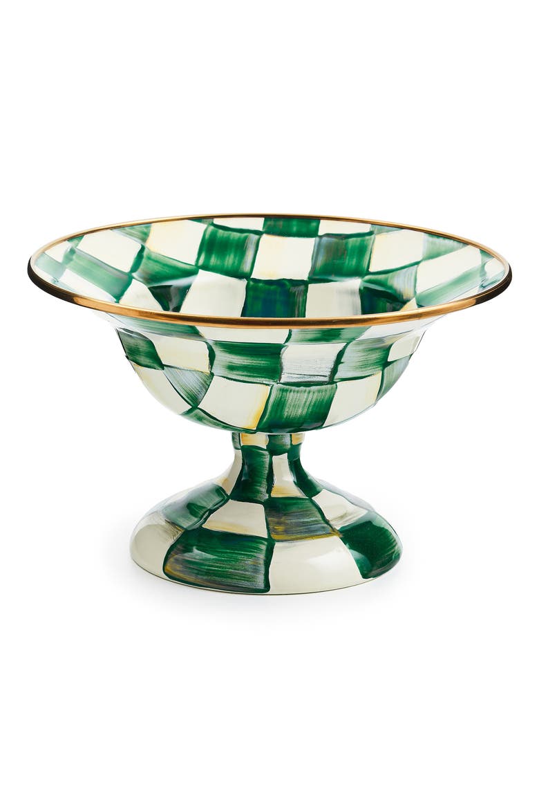 Emerald Check Small Compote Bowl, Main, color, EMERALD
