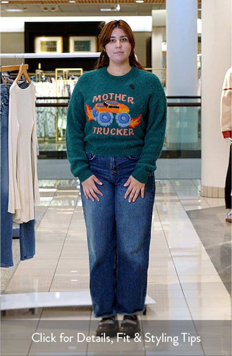 Trucker Alpaca Blend Graphic Crewneck Sweater