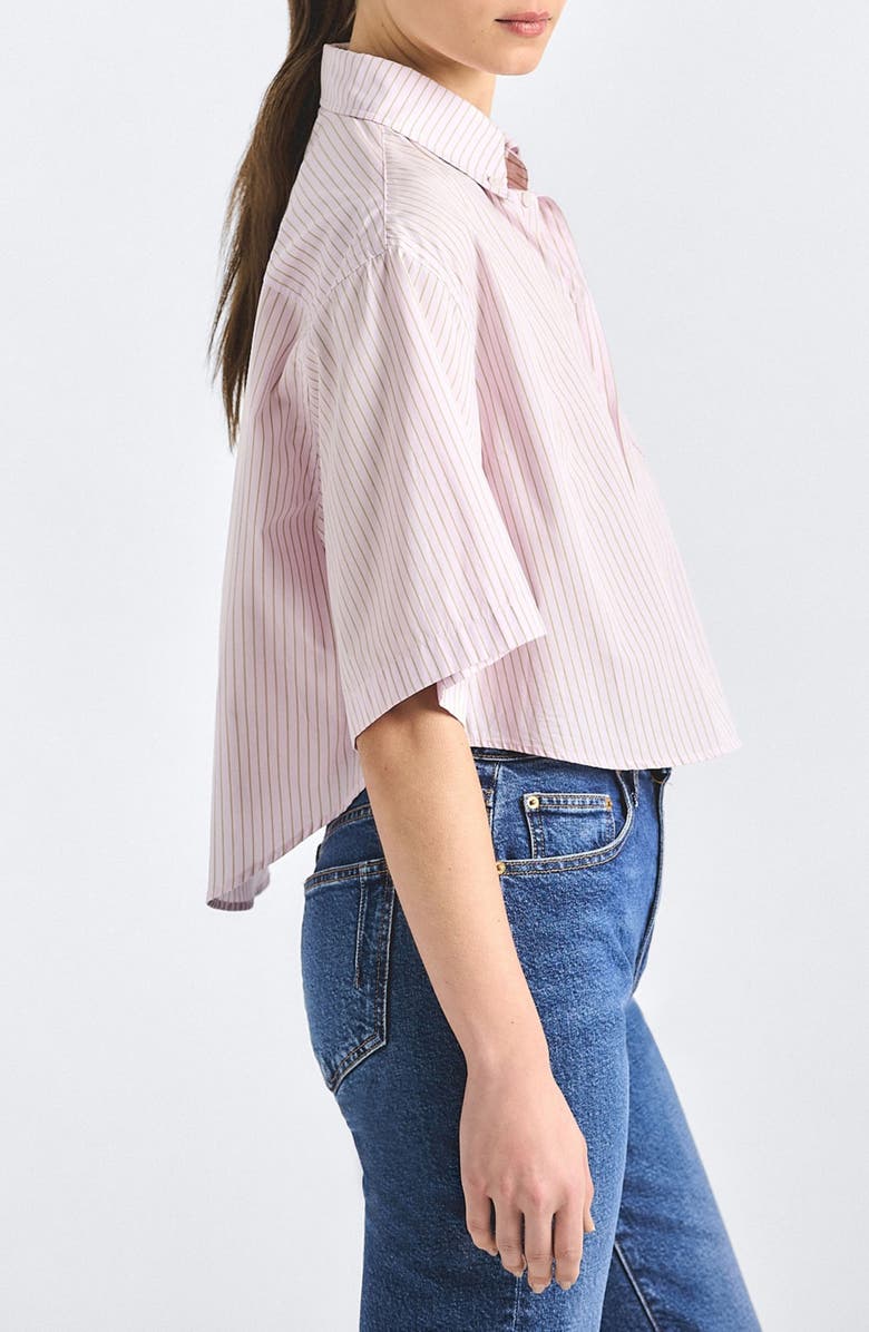 Derek Lam 10 Crosby Ember Cropped Button-Up Shirt, Alternate, color, Pink Stripe