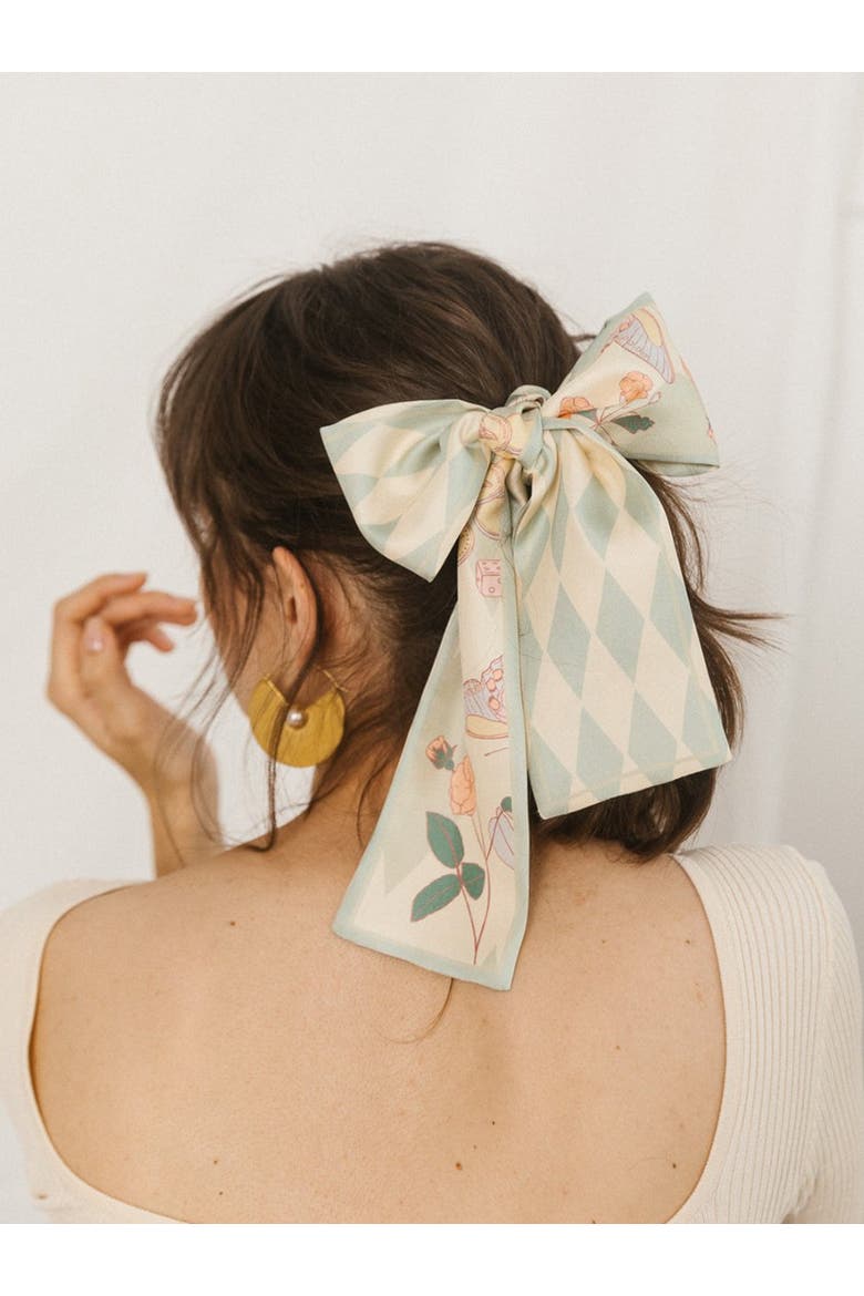 "Wonderland" Silk Twill Neck Bow, Alternate, color, Pastel Green