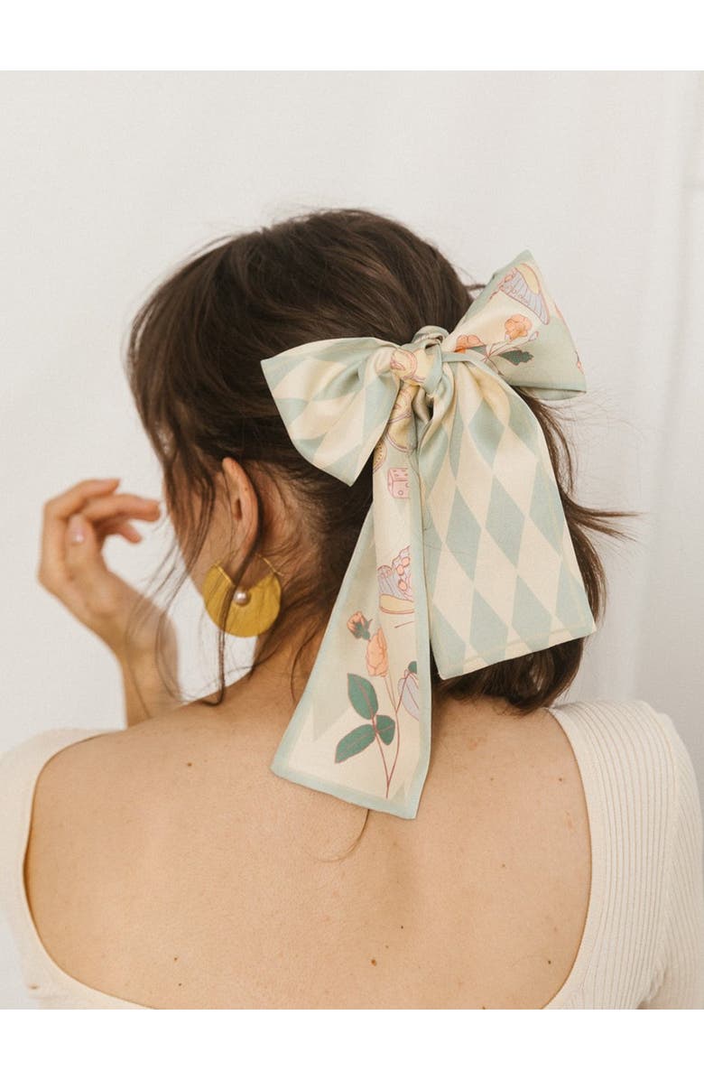 Lost Pattern NYC "Wonderland" Silk Twill Neck Bow, Alternate, color, Pastel Green