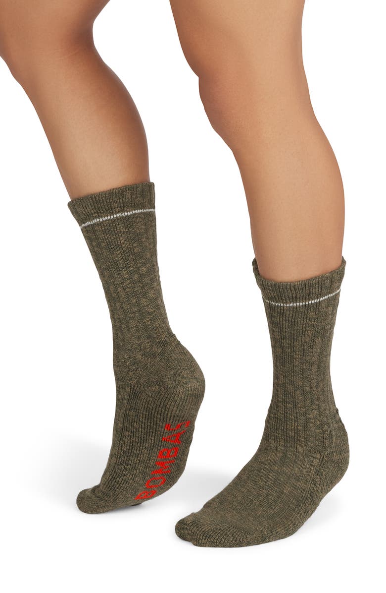Bombas Marl Stripe Ragg Crew Socks, Alternate, color, Dark Balsam