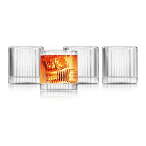 Vintage Straight Line Tumbler -  10oz - Set of 4