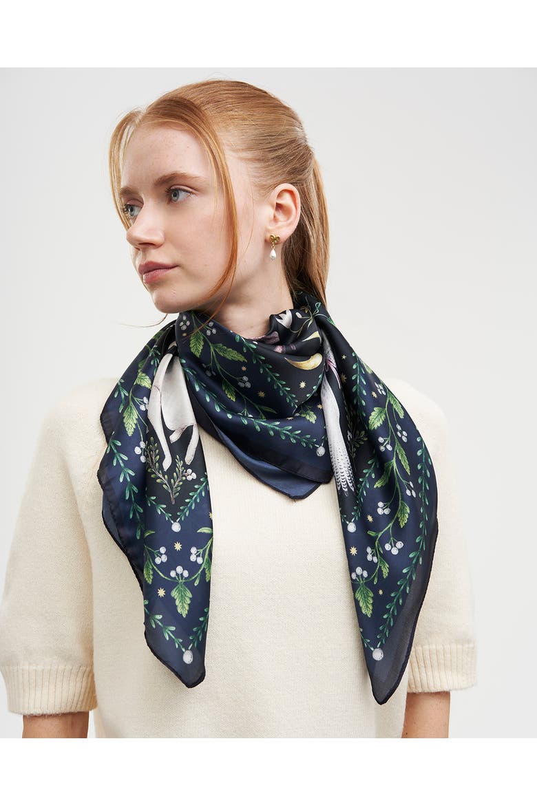Niva Narrative Medium Square Scarf, Alternate, color, Navy